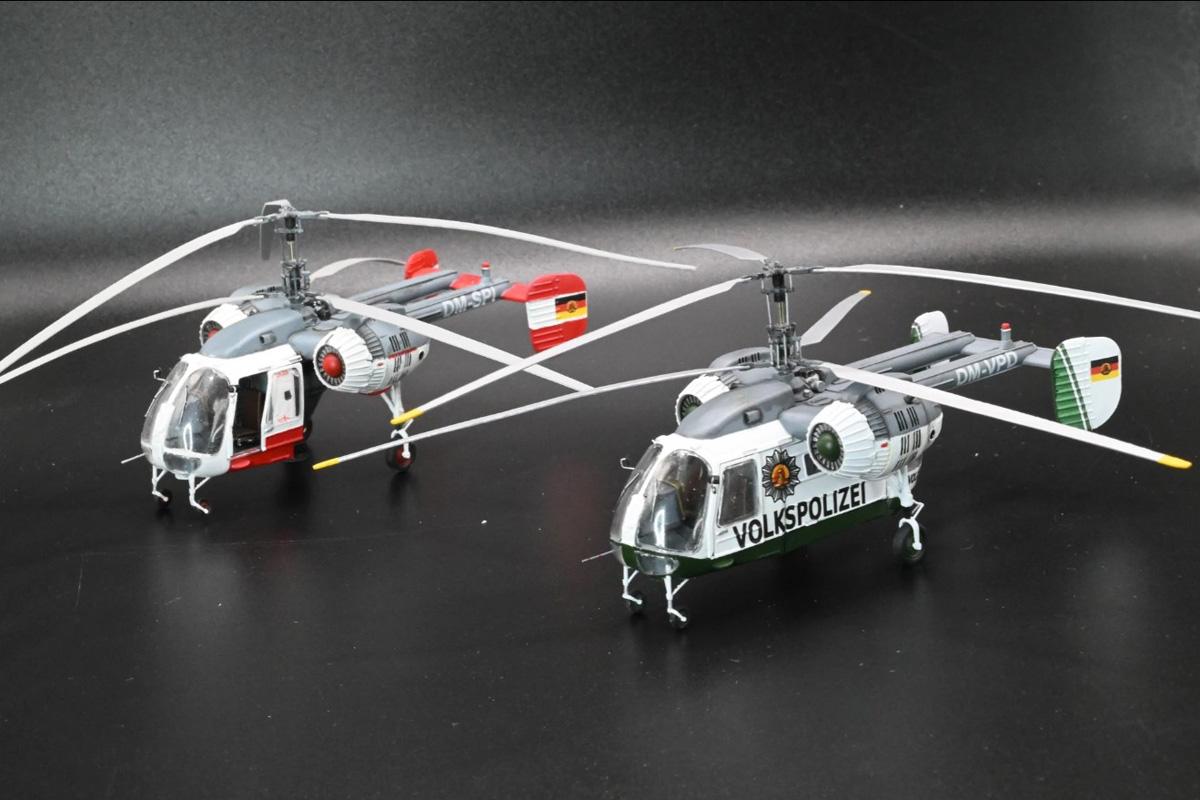 Standmodelle des Helikopters Kamov Ka-26, Agrar- und Volkspolizei-Version, mit und ohne Passagier-Kabine, Maßstab 1:87